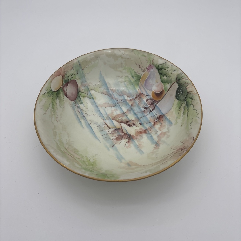 Antique 1912 Limoges France GDA Hand Painted Porcelain Footed Bowl 9" Signed